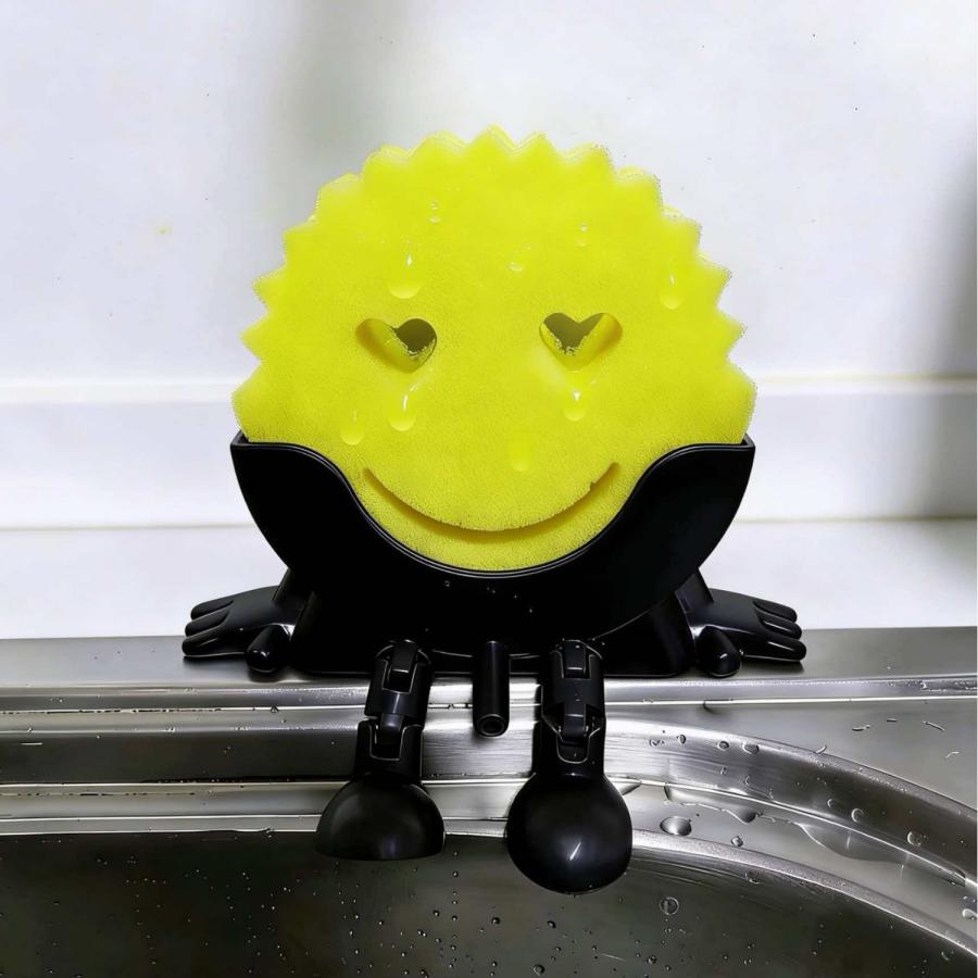 1PC Smiley Dish Scrubber Drain Rack Home Kitchen Use Scrub Daddy Scrubber Sponge Storage Box Convenient Storage Organizer 2