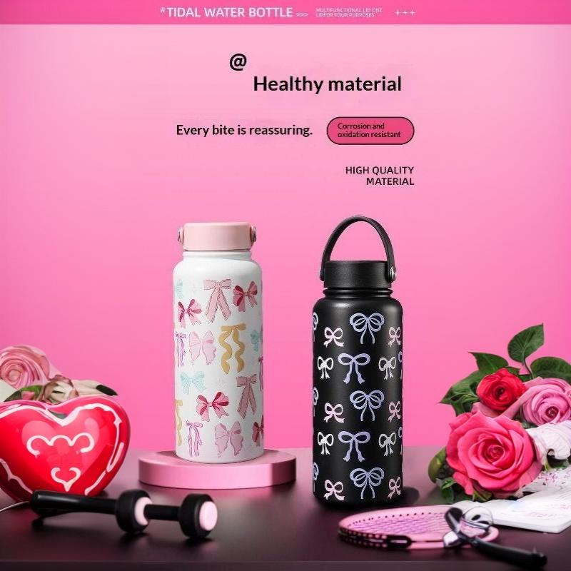 Insulated Water Bottle Floral Printed Stainless Steel Leak Proof Reusable for Office Women Girls Daily Drinking