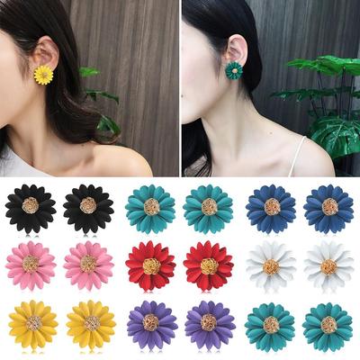 Women EarDrop Elegant Charm Jewelry Earrings Big Flower Ear Stud Temperament