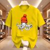 Octopus Orange Knitted Hat Cotton T-shirt Japanese Printed T-shirt Casual Cotton Short Sleeve T-shirt Unisex T-shirt