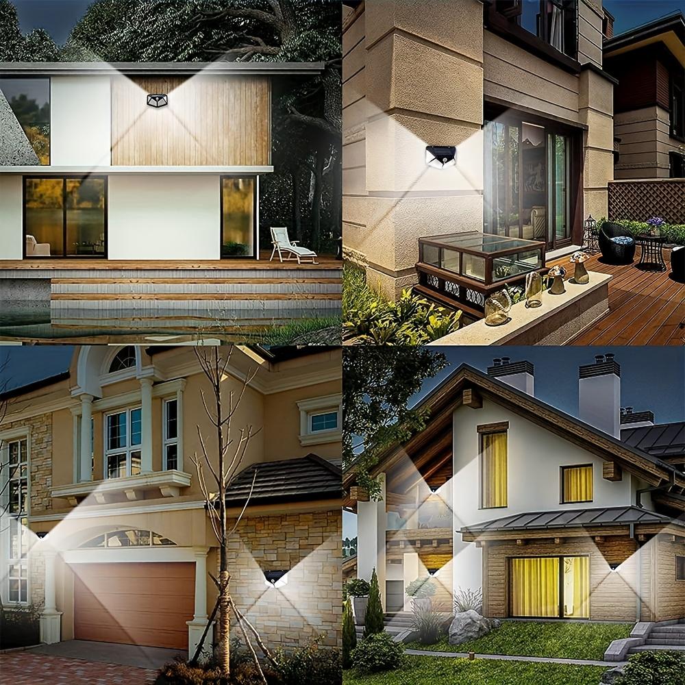 Outdoor 100LED Solar Light with Motion Sensor, 4-side Lights, Used for Exterior Walls, Courtyards, and Commercial Lighting