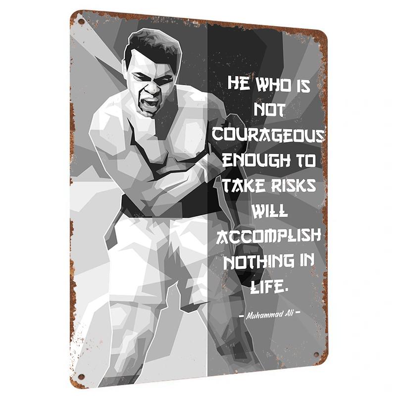 Muhammad Ali Inspirational Metal Wall Art Boxing Legend Quote Decor for Office Gym Home Decorative Hanging