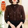 Plus Size Diamond Faux Mink Fur Sweater for Middle-Aged Women – Loose Half-High Collar Pullover