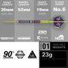 TARGET Darts Luke Littler Mistr světa 2025 SP Steel Tip Šipky 90% Wolfram K-Flex 23G Tvar č. 6 Swiss SLK Hrot Klíčenka Mistra světa Nástroj