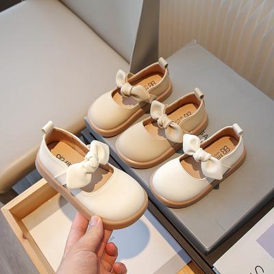 Toddler Girls Leather Shoes Autumn New Bowknot Cute Daily Kids Soft Mary Janes Fashion Stylish Causal Solid Color Children Shoes