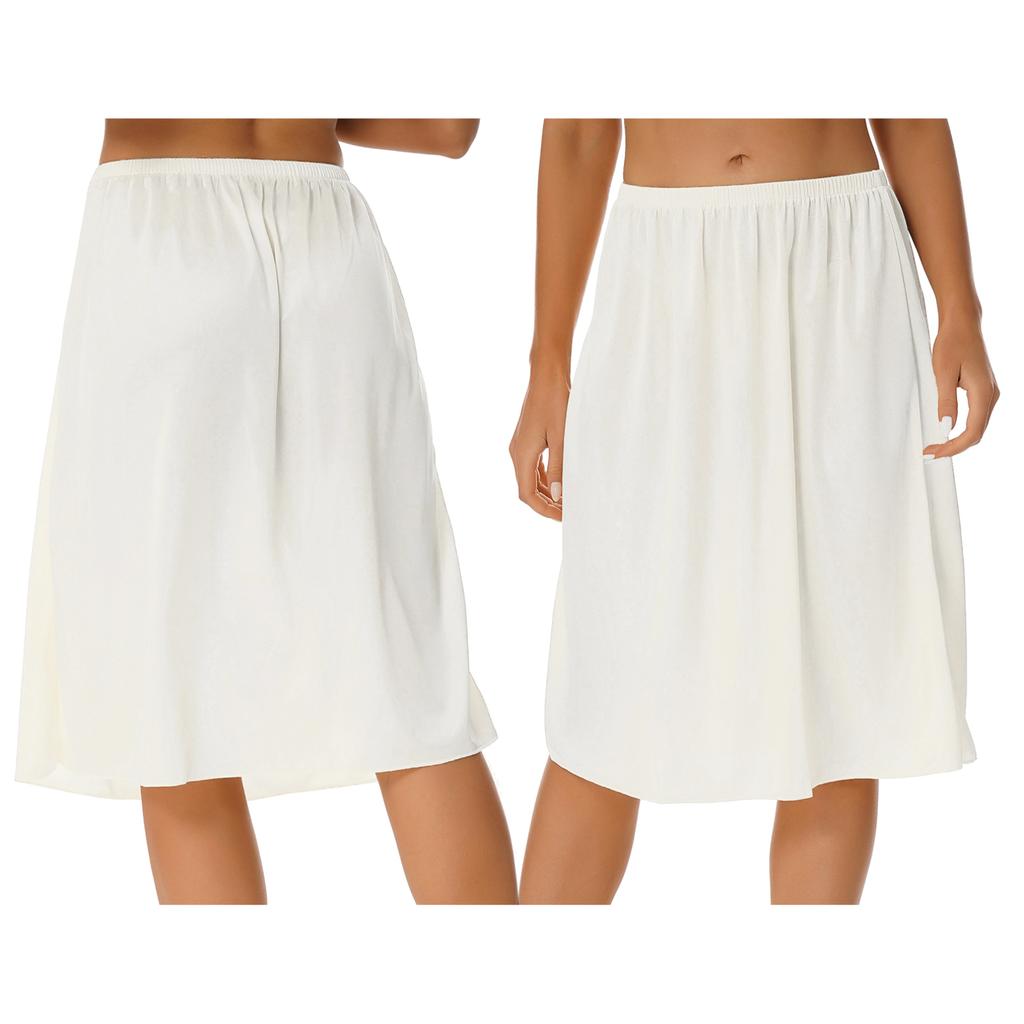 Mulheres Cor Sólida Meia Saia Deslizante Cintura Elástica Saia Midi Interna Saia Longa