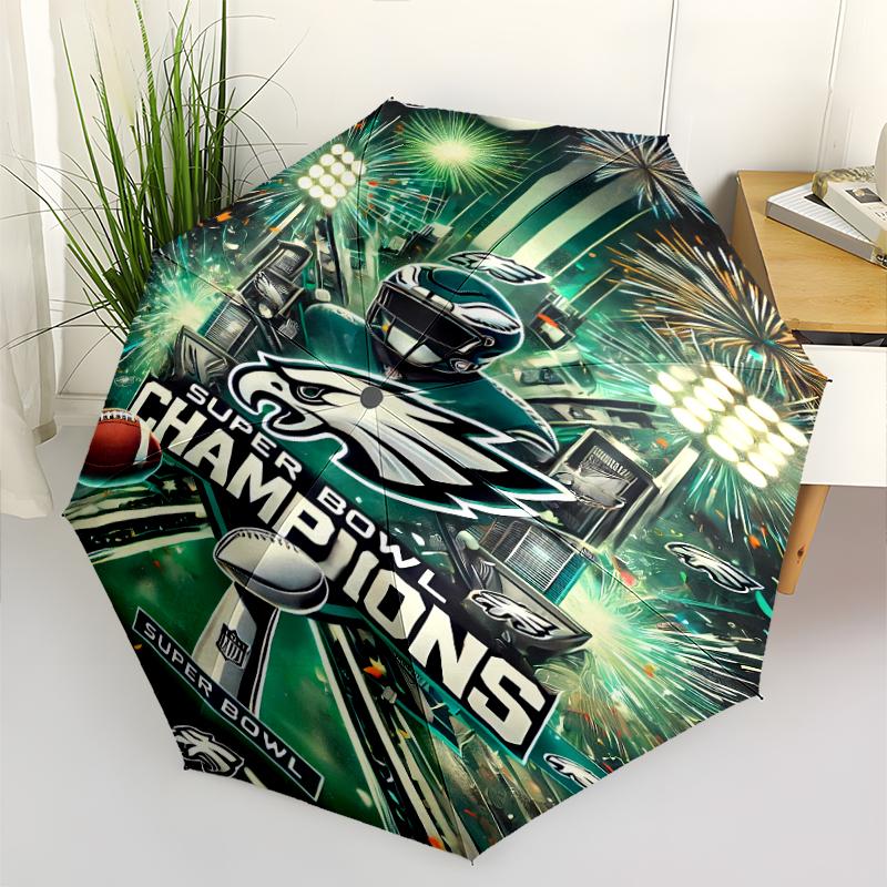 Rugby team logo Print Automatic Umbrella, 8 Rib Iron Frame, Plastic Handle, Suitable for Outdoor Travel &Daily , Ideal Gift