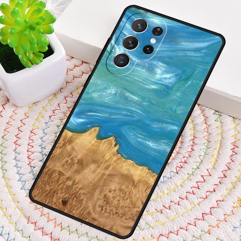 Wood Resin Glue Gel Skin TPU Phone Case For Samsung Galaxy Note 10 Pro S26 S25 S24 S23 S22 Ultra Plus S21 FE S20 Cover