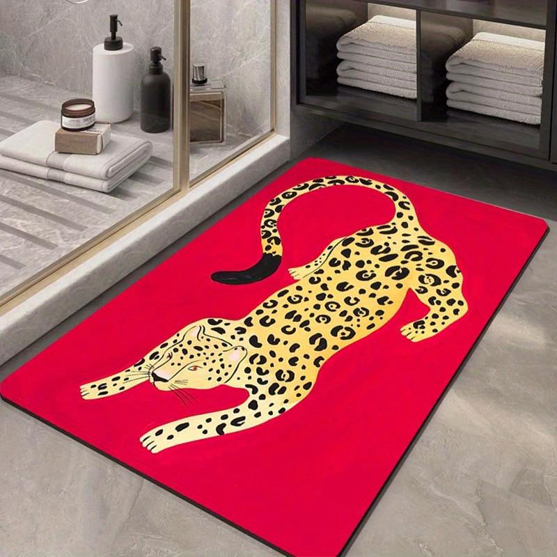 Crystal Velvet 1pc Leopard Pattern Non Slip Carpet, Machine Washable And Fatigue Resistant Carpet, Very Suitable for