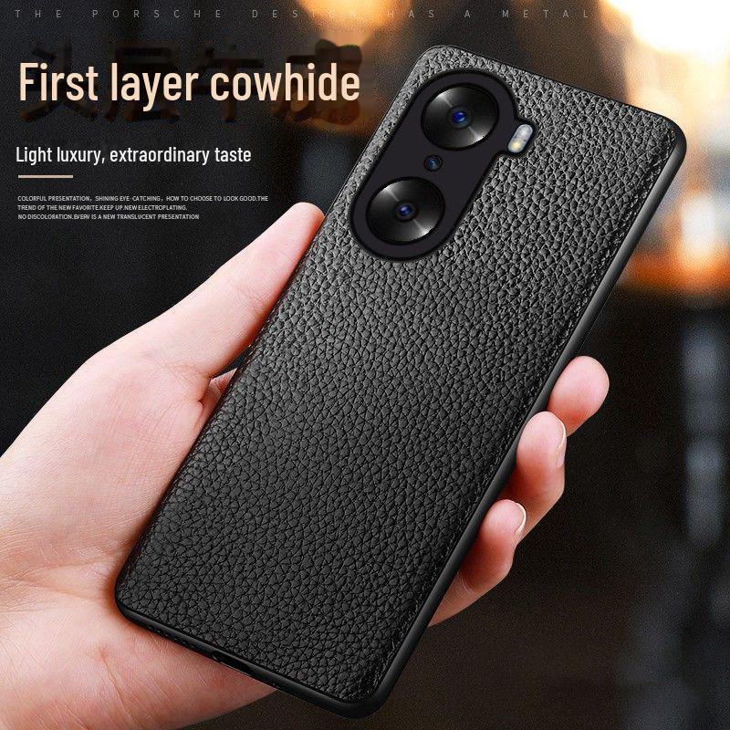 

Honor 60 & 60Pro Genuine Leather Lychee Pattern Case - Full Protection, Business SE, Anti-Fall Design. Honor 60 Pro - Precise Full Coverage Lens