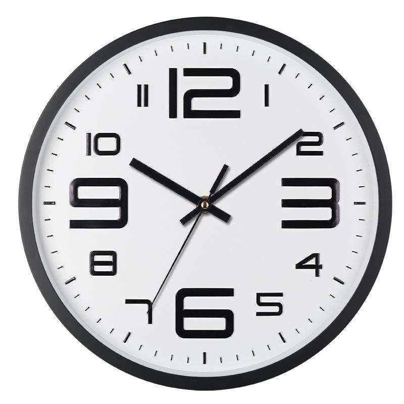 12 Inch 30CM Silent Wall Clock, Creative and Fashionable, Three-dimensional Digital Minimalist Clock for Home Living Room