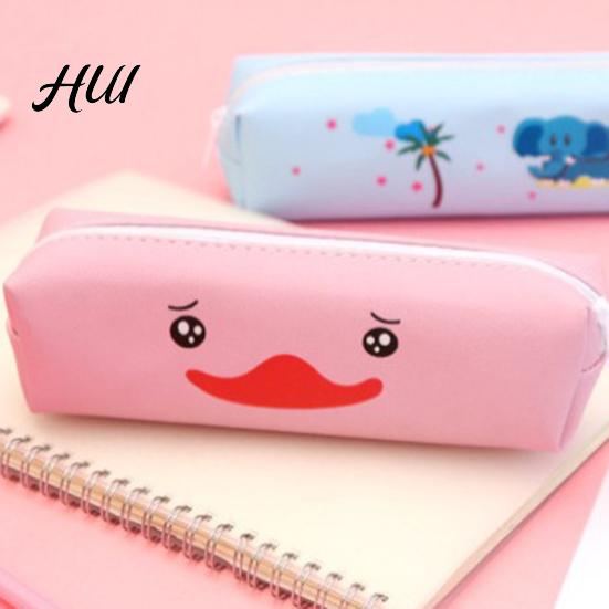 Lightweight Kids Pen Bag Cute Animal Pencil Case, Cartoon for Students, Anti-stain Holder Large Capacity Stationery Organizer School, Cylinder Zipper