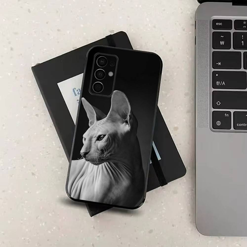 Pet Sphynx Sphinx Cat  For Samsung Galaxy A53,31,52,72,41,Note,J7,8,9,5G,22,73,32,71, Soft Black Silicone Case