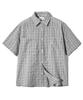 FILLUMINATE Semi-Crop Wrinkle Check Half Shirt - Black