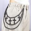 Punk Jeans Pants Chain Multi Layer Chain Punk Cross Charm Waist Wallet Chain Harajuku Belt For Hip Hop Dancers