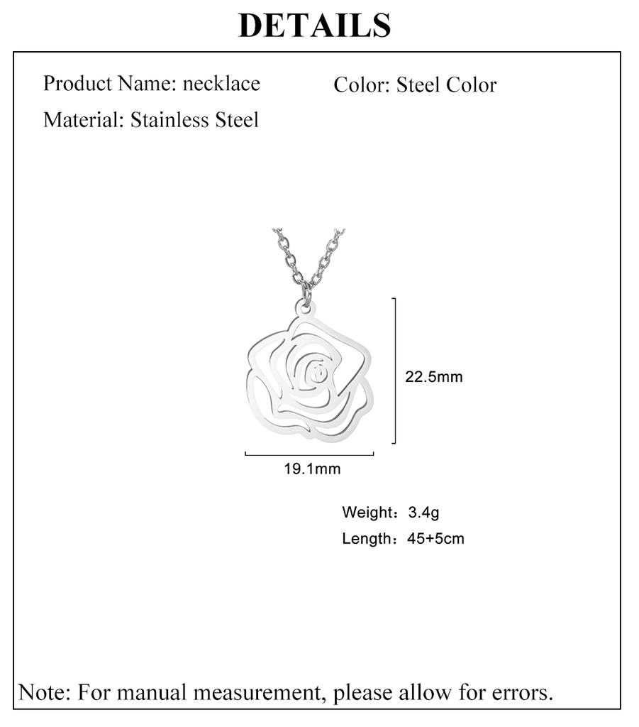 Cazador Rose Flower Pendant Necklaces Stainless Steel Jewelry Choker Necklaces Wedding Mother's Day Gift for Women Lover New