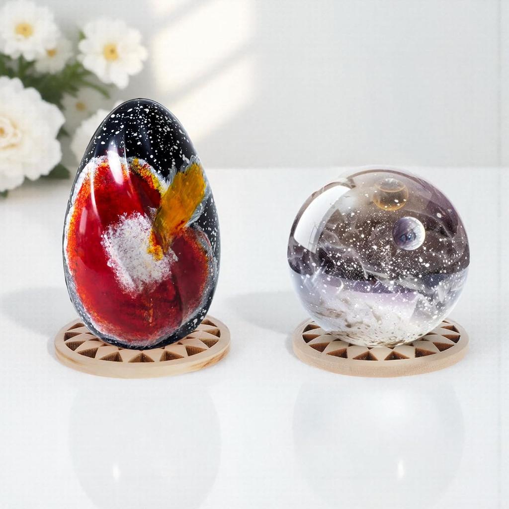 10 Pcs Wood Crystal Ball Stand for 20 - 100 Mm Sphere Wooden Crystal Sphere Stand Egg Crystals Holder Stands 2 Sizes Spheres Display Holders Small