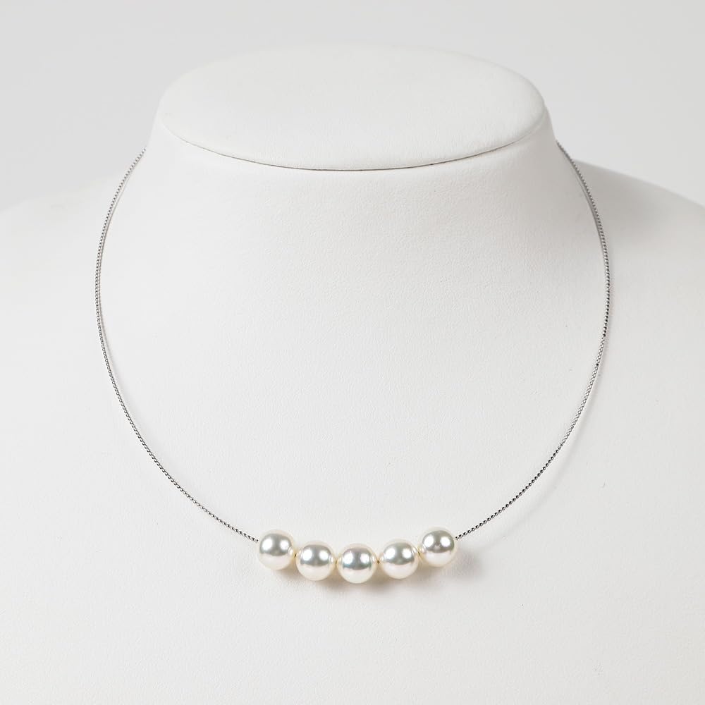 Quintuplets Pearl Pendant K18WG Pearl Necklace [Moon Label] Women's [Gift Wrapped]