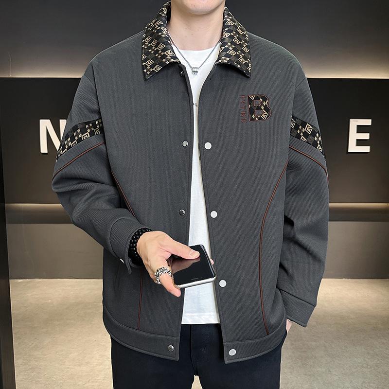 Men s Retro Embroidered Lapel Jacket - Trendy, Comfortable & Durable Spring/Autumn Casual Wear XL