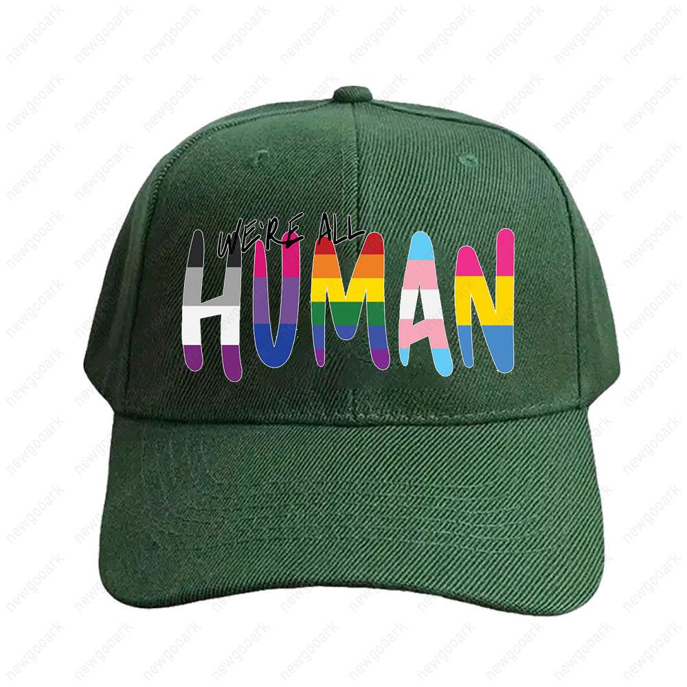 We're All HuUnisex Rainbow Stripes Cap Women Unisex Adult Peaked Hat Fashion Casual Adjustable Printed Baseball Caps Trucker Cap