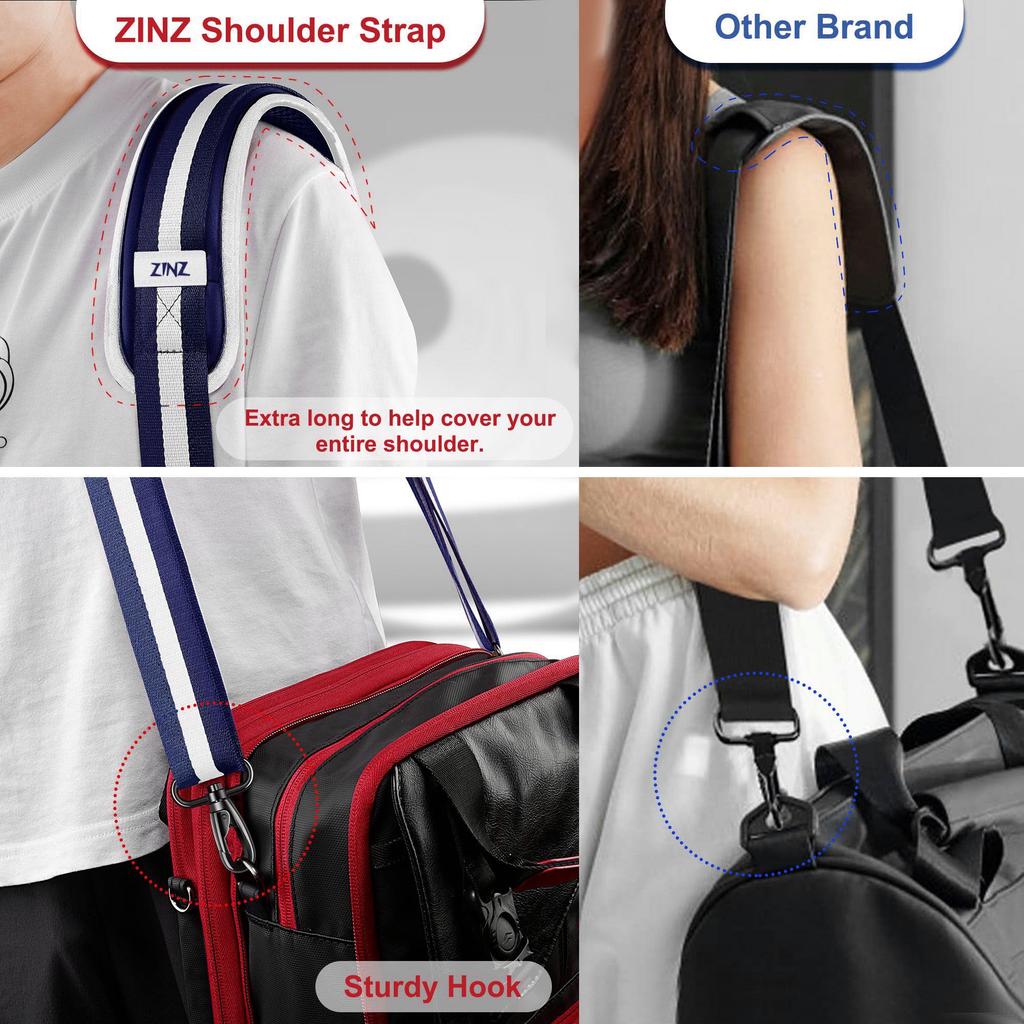 [ZINZ] Ultra-Thick Fixed Padded Shoulder Strap, 193cm, Universal Bag Strap with Cushion and Dual Balance Adjustable Buckle, Suitable for Laptop Bags,