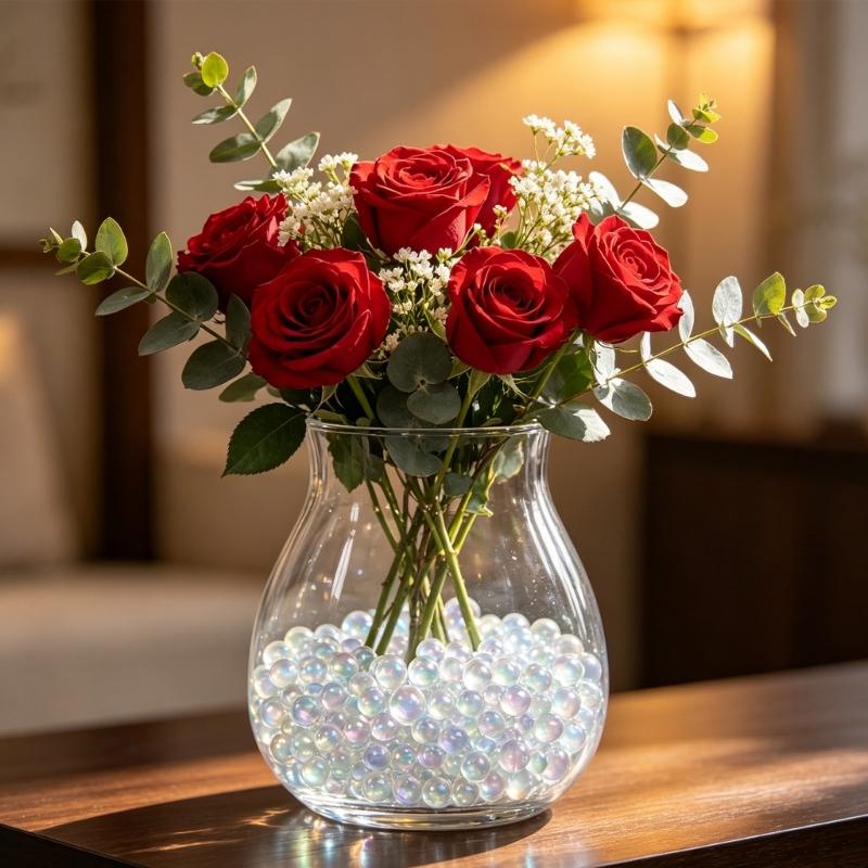 Glass Filler Beads 5 Mm, Round No-Hole Decorative Glass for Vases Styling, Gift Box, Craft Accent Pack