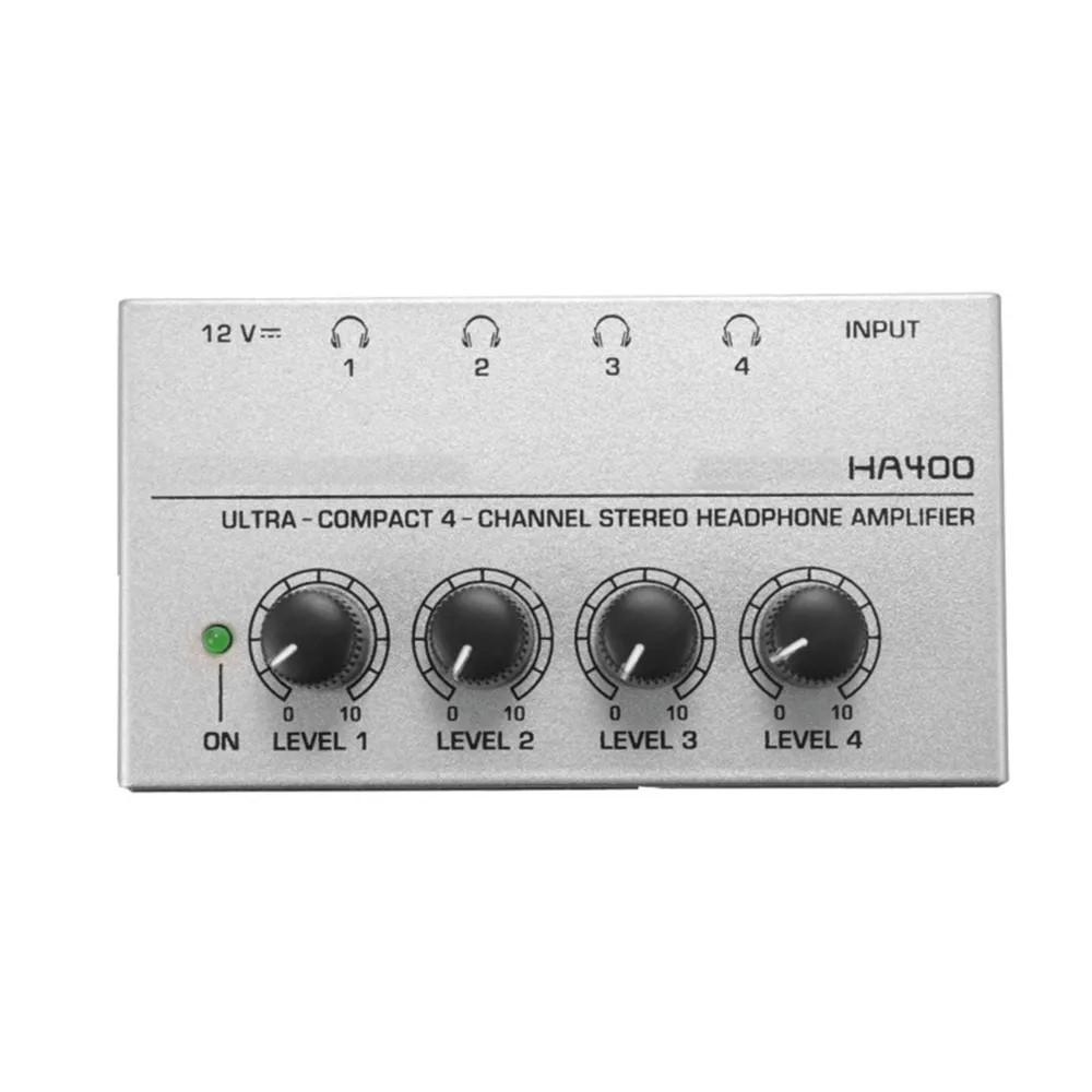 4 Channels HA400 10MHz Mini Headphone Amplifier Ultra-Compact Stereo Audio Amplifier Earphone Amp for Music