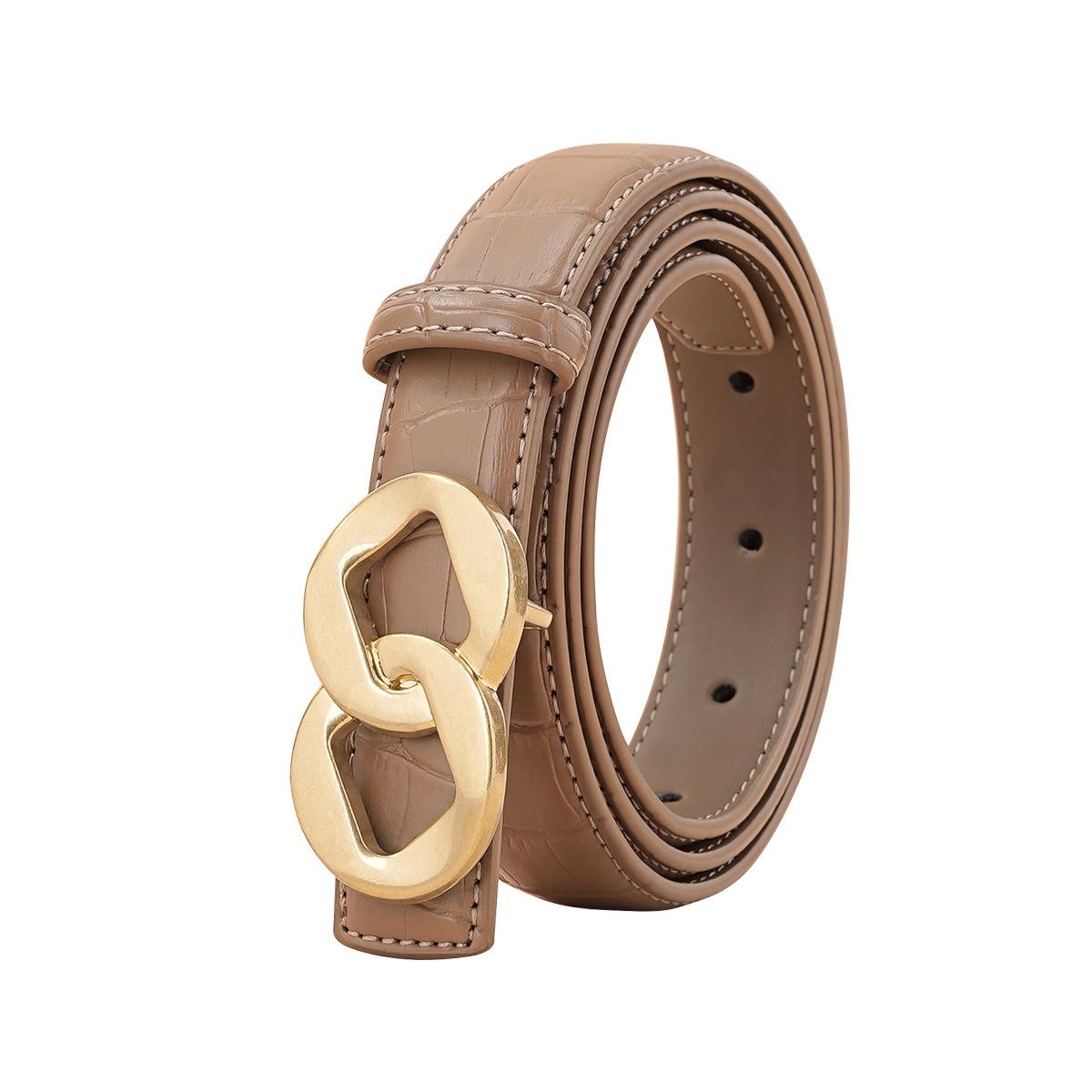 Women s Casual Two-Layer Cowhide Belt with Smooth Buckle 105 cm