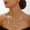 Ethnic Boho Multilayer Crystal Beads Necklace Earrings for Women Bohemian Jewelry Set Party Wedding Statement Choker Collar