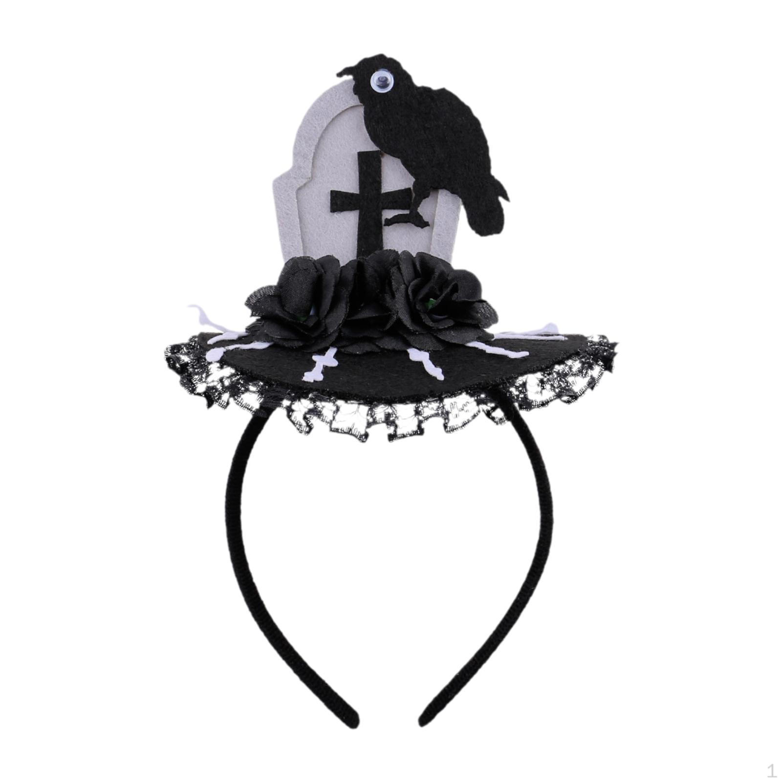 

Creepy Halloween Headband for Festive Occasions Black flower hat