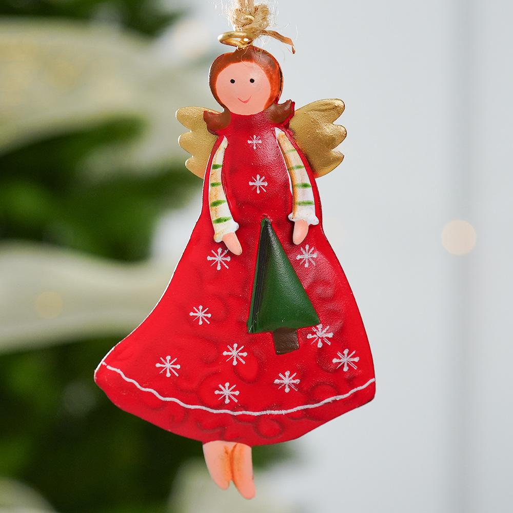 4pcs Christmas Tree Angel Pendant, Retro and Aged Christmas Wooden Decorative Pendant, Angel Small Pendant Accessory 8cm