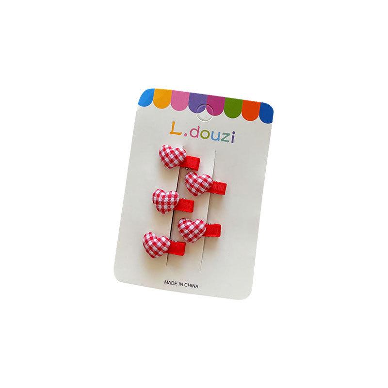 Korean Sweetheart Gingham Hair Clips for Little Girls - Cute Bangs and Side Accessories