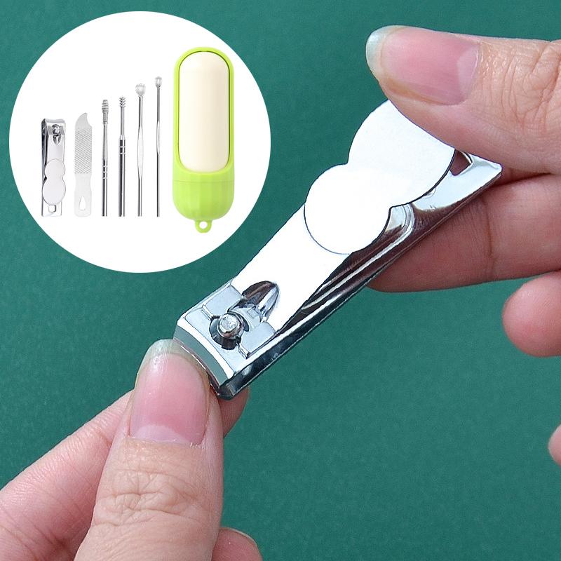 6 Pcs Stainless Steel Nail Cutter Pedicure Scissors Set With Capsule Shaped Storage Box Portable Manicure And Pedicure Tool
