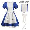 Costume Cosplay Alice Madness di Halloween e Vestito con Grembiule da Cameriera e Calze Donna Ragazza Anime Donna Vestito per Festa di Carnevale