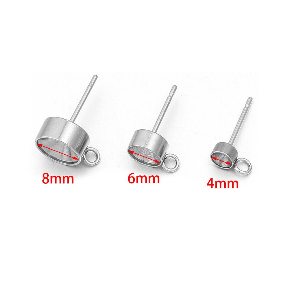 20pcs/lot Stainless Steel Stud Earring Base Settings Fit 4 5 6 8mm Cubic Zircon Stones DIY Jewelry Making Earrings Accessories