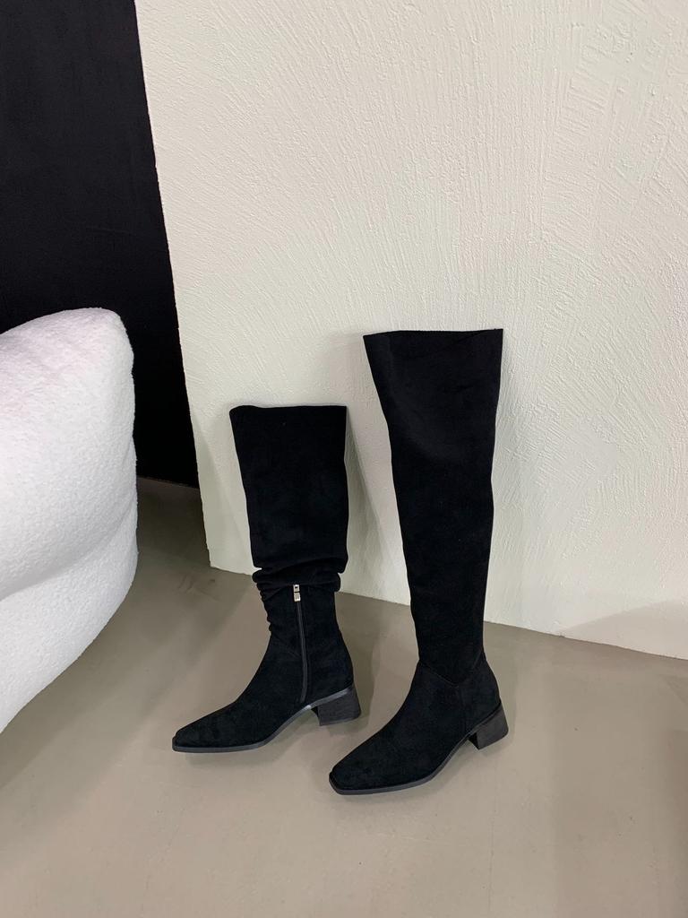 Thick Heel Western Cowboy Retro Knee Boots Women's Shoes 2025 New Autumn and Winter Stacking Boots Long Knight Boots