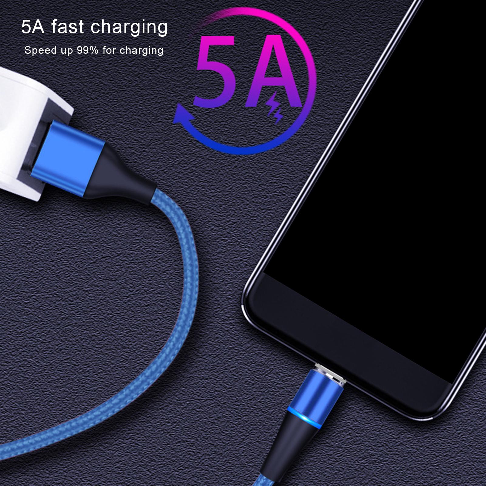3 in 1 Nylon Magnetic 5A Super Fast Charging Cable for CelsiusType CCelsius USB Ports