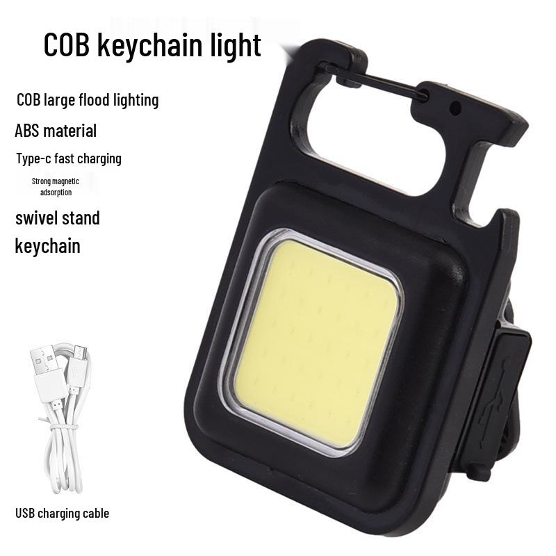 Portable Outdoor Keychain Flashlight - USB Rechargeable Mini COB Light for Camping & Emergencies
