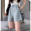 2024 Women's Gray High-Waist Loose Fit Slimming Sports Shorts - American Style, Petite, Wide-Leg, Summer Casual