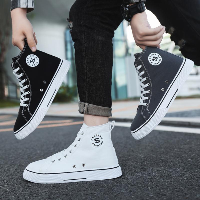 High-top canvas shoes New student trendy shoes Comfortable and versatile casual men's shoes