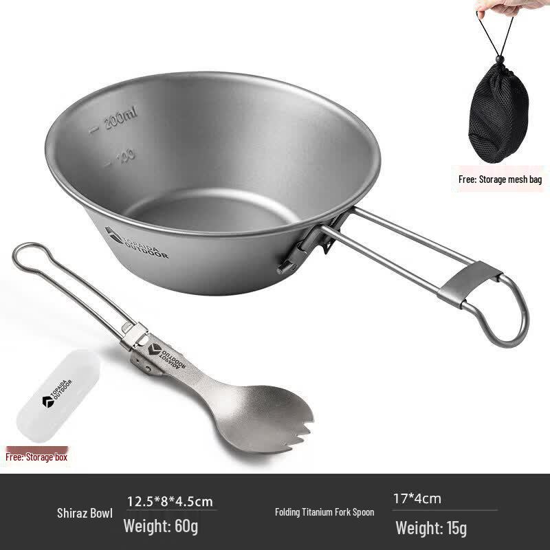 Titanium Portable Folding Camping Cutlery Set