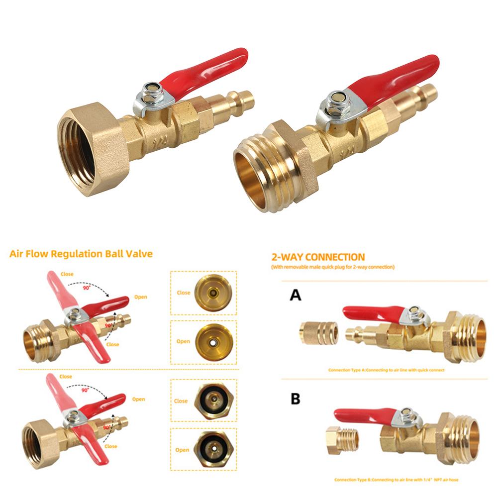High Pressure Washer Gun Ball Calve Water Switch Copper Pipe Joint Nozzle Valve Plug Fittings 3/4 Male And Female Thread