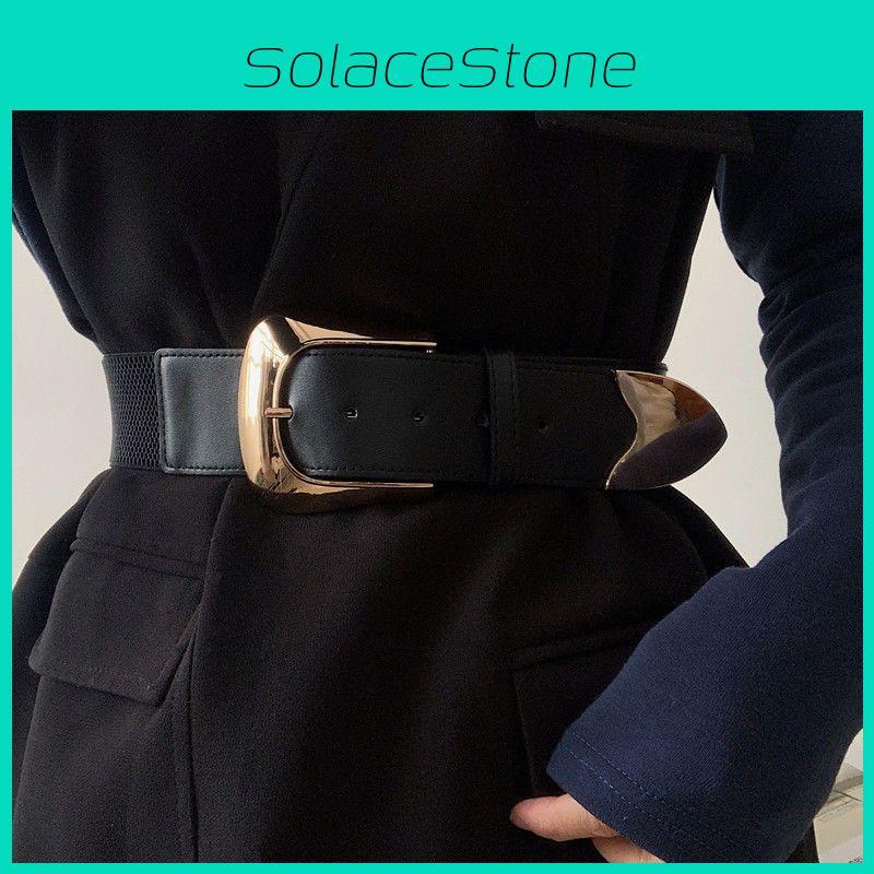 Modern Black Wide Pu Belt For Women Perfect For Dresses And Stylish Coats