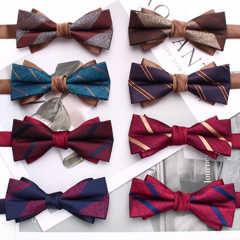 Rael Striped Bow Tie Plaid Polyester Bow Tie Men'S Casual Shirt Accessories Bow Tie
