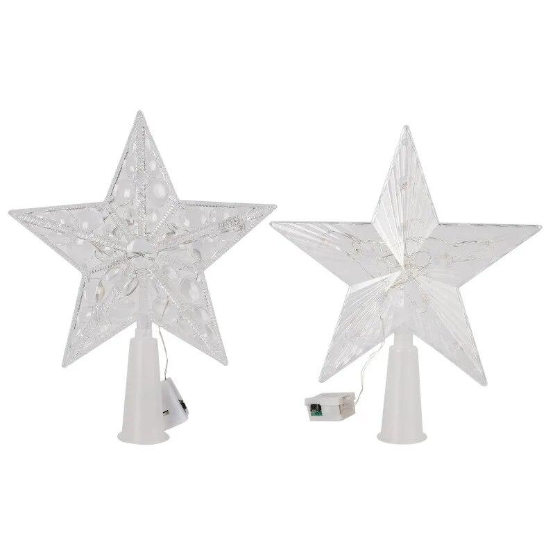 1Pcs Light Glowing Star Tree Topper Decor LED Ornament Christmas Tree Star Topper Decorations Fairy Light