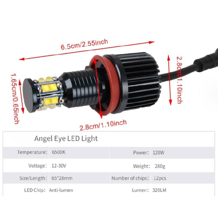 Bright 6000K White LED Angel Eyes Headlight 120W Enhanced Technology Style For E90 E92 E60 E70 Car Light