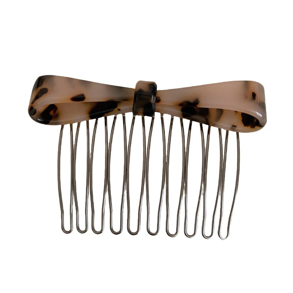 Teeth Acetic Acid Bow Hair Comb Fixed Combs Side Clip Cute Anti Slip Bangs Clip  Student