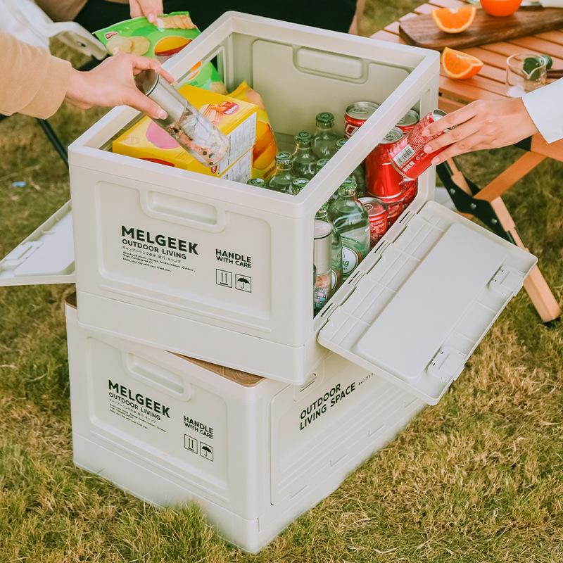 Outdoor Storage Box Camping Folding Box Camping Storage Box Car Trunk Wooden Lid Industrial Wind Storage Box