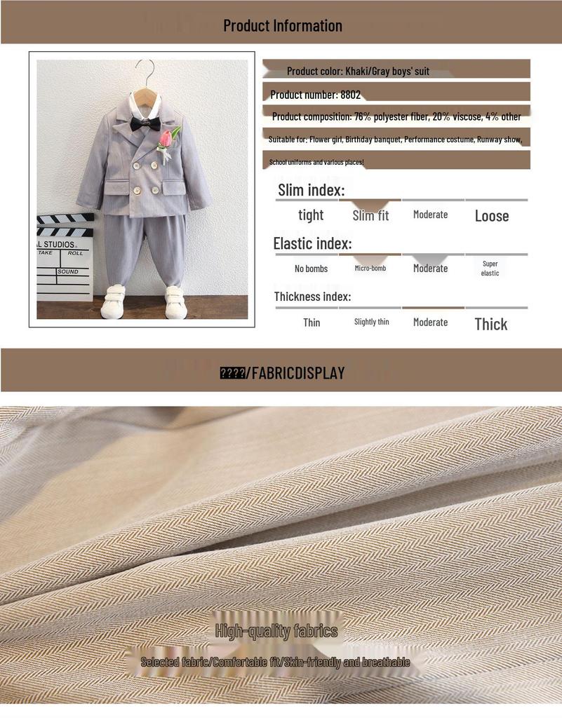 Jungen Dreiteiliger Festanzug mit Weste - Pageboy Geburtstagsoutfit