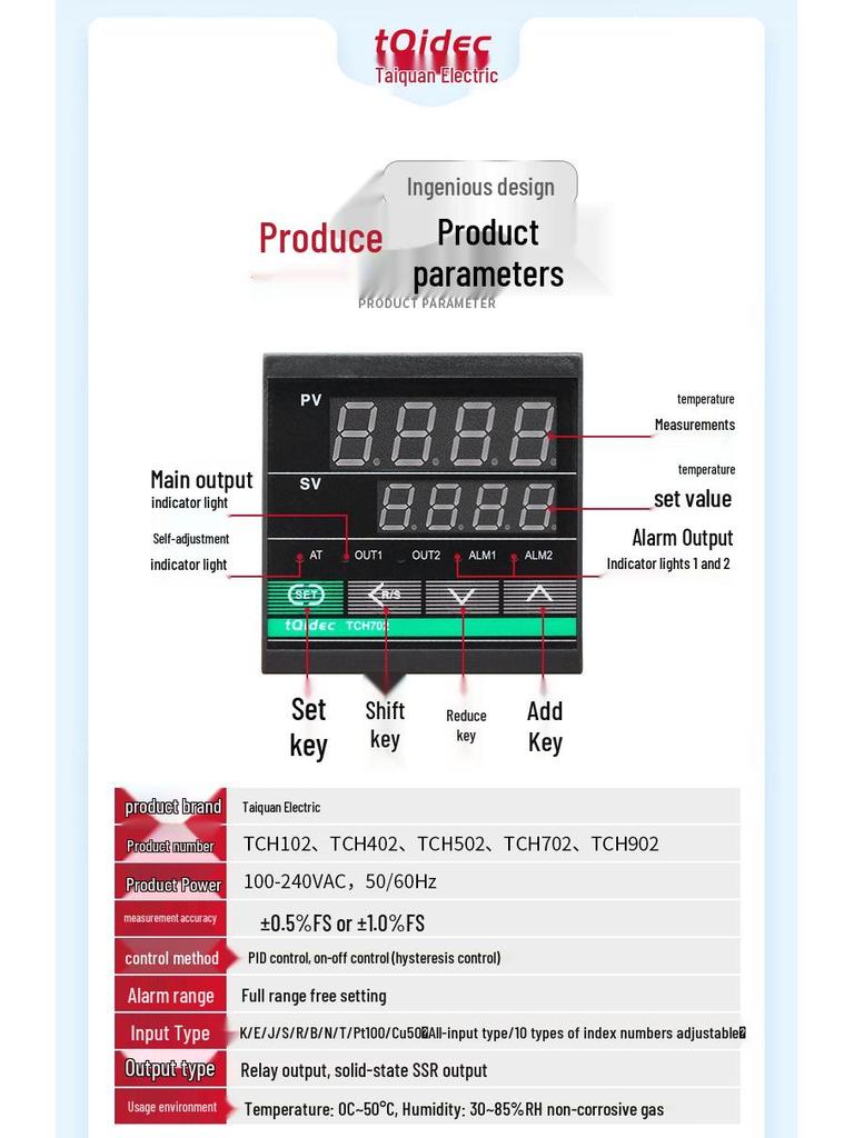 Taiquan TCH502 PID Temperature Controller with Multiple Inputs